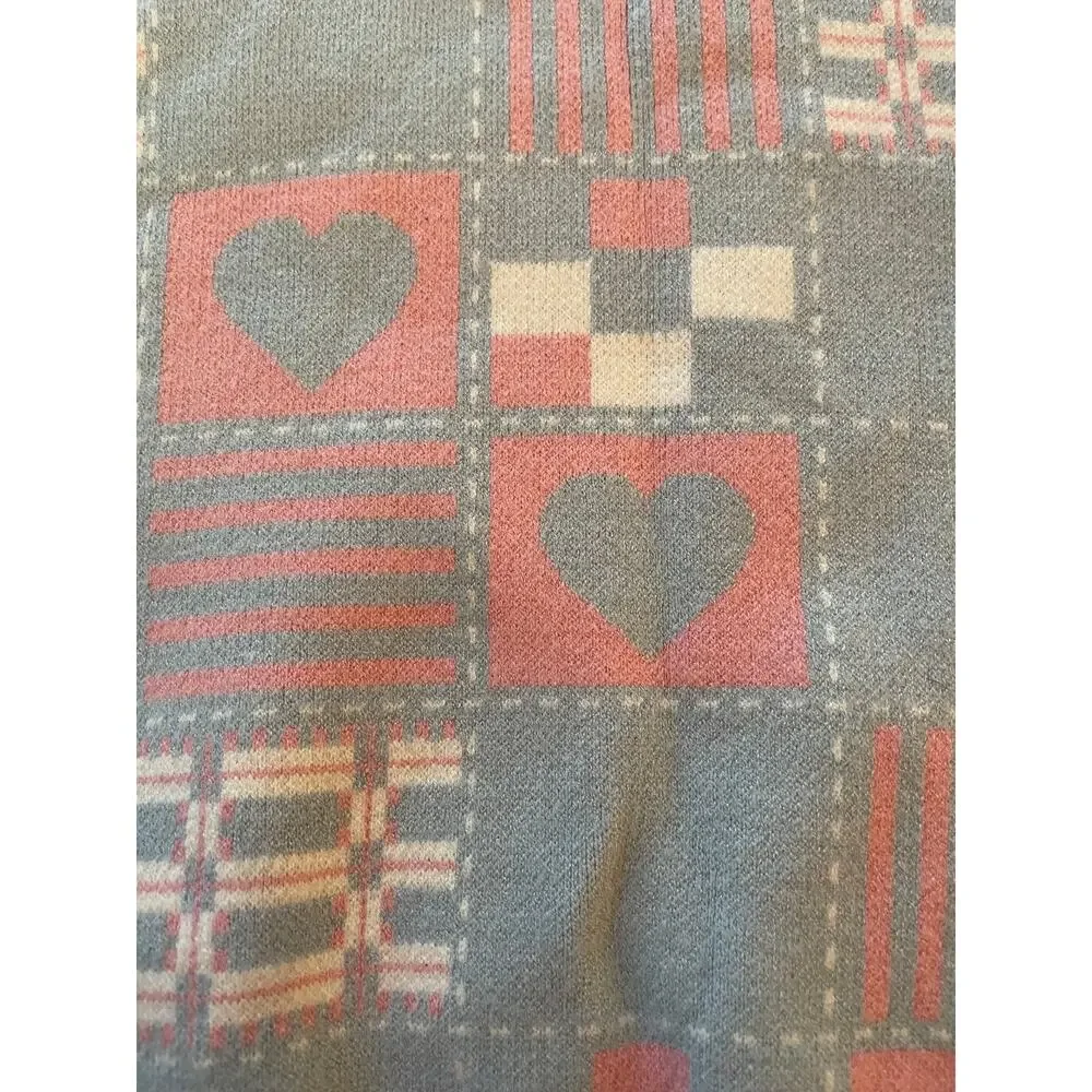 Vintage‎ 80's girls sweater, hearts, pastels, acrylic 6Y